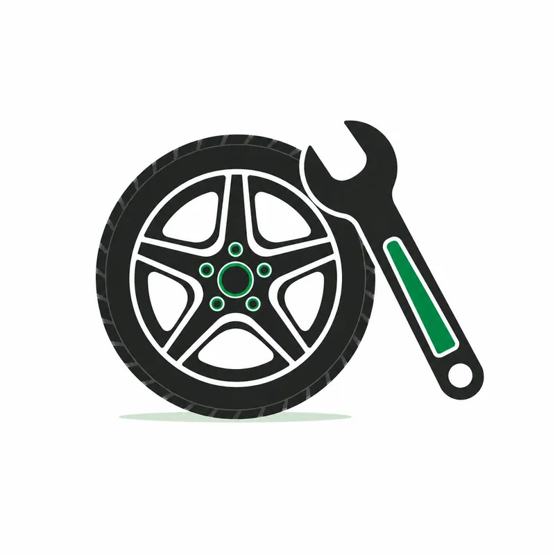 A technician fitting a wheel to a car on a lift